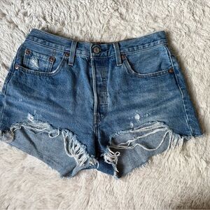 Levi’s Distressed Denim Blue Women Shorts